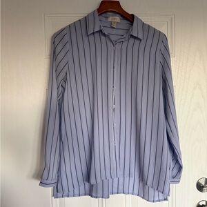 2 for $15 sale: Loft blue long sleeved pinstriped semi sheer button down shirt